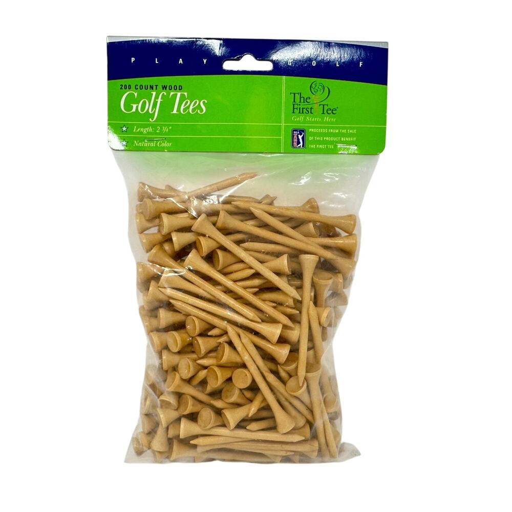 The First Tee Golf Tees 200 Count Wood 2 3/4 Natural Color Bulk Pack